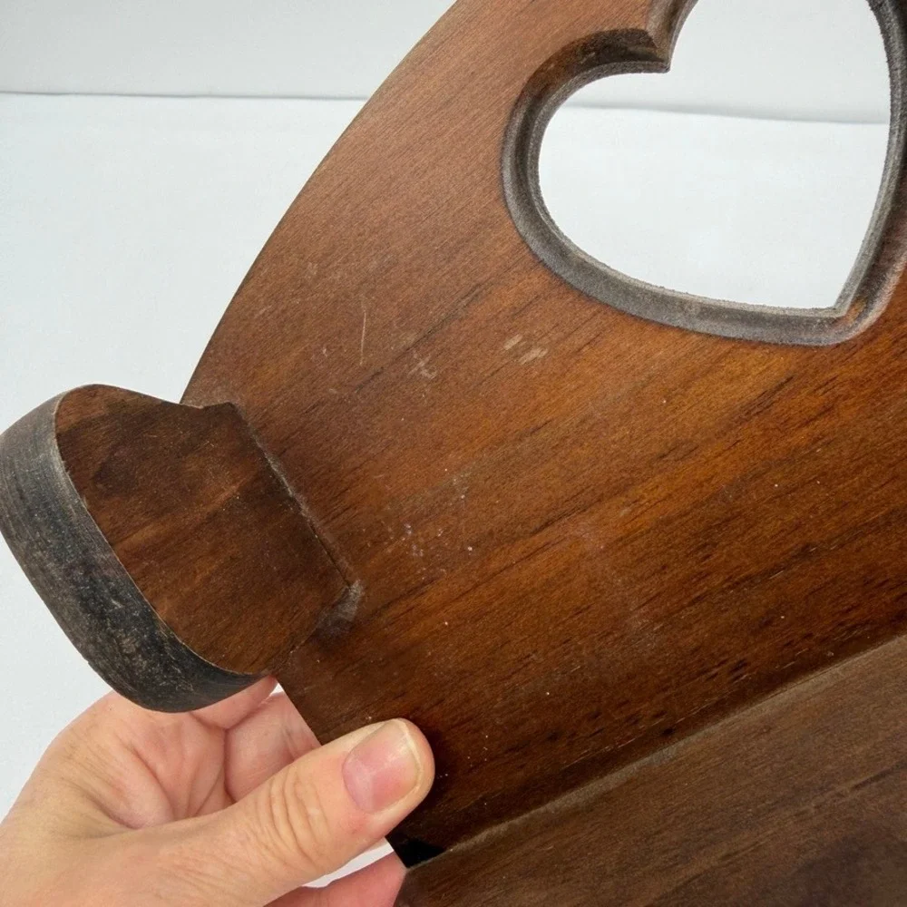 Wooden Heart‎ Cutout Wall Shelf Circular Hole on Bottom Country Rustic Granny